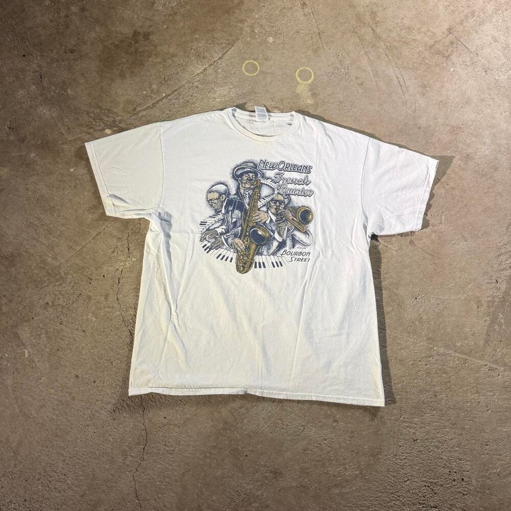 Y2K White New Orleans Jazz Band Tee